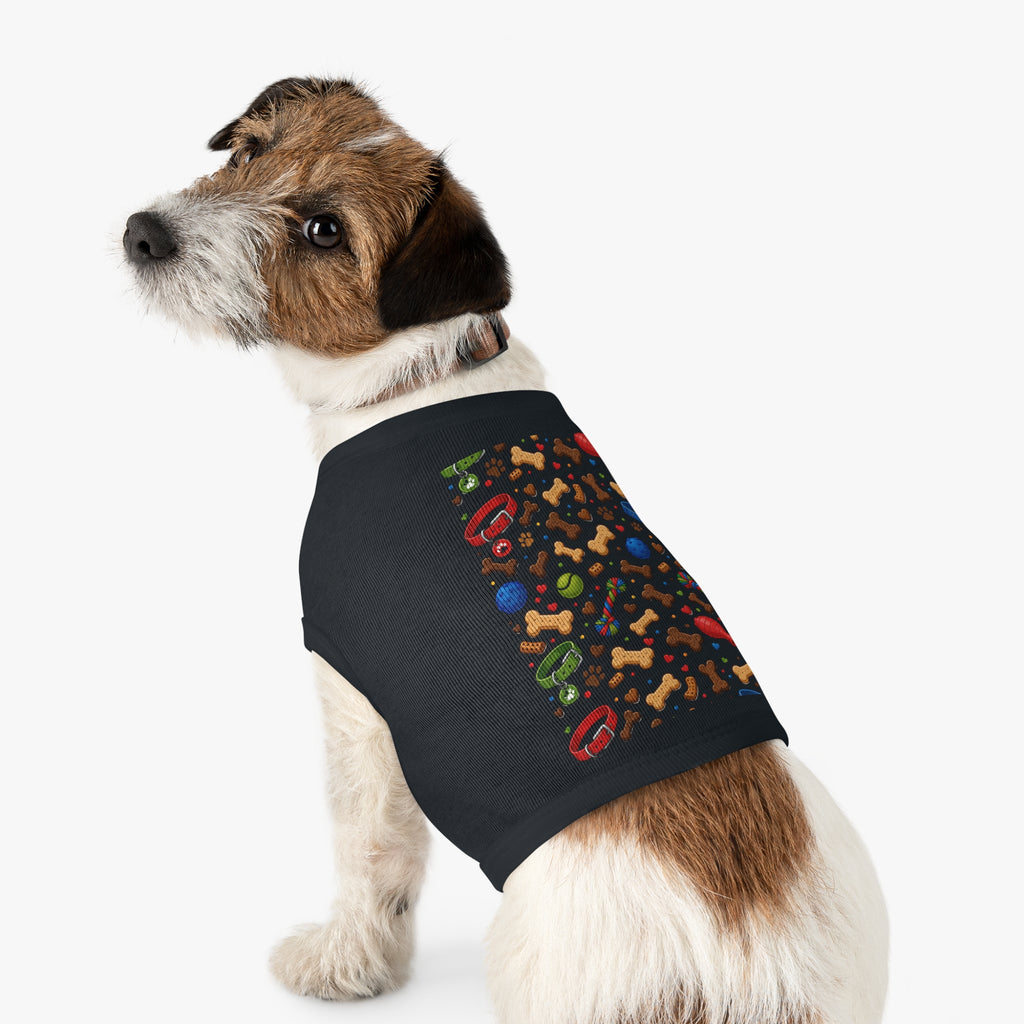 Dog Toys Pattern Pet Tank Top — Colorful Bones, Collars & Balls Print for Small Dogs