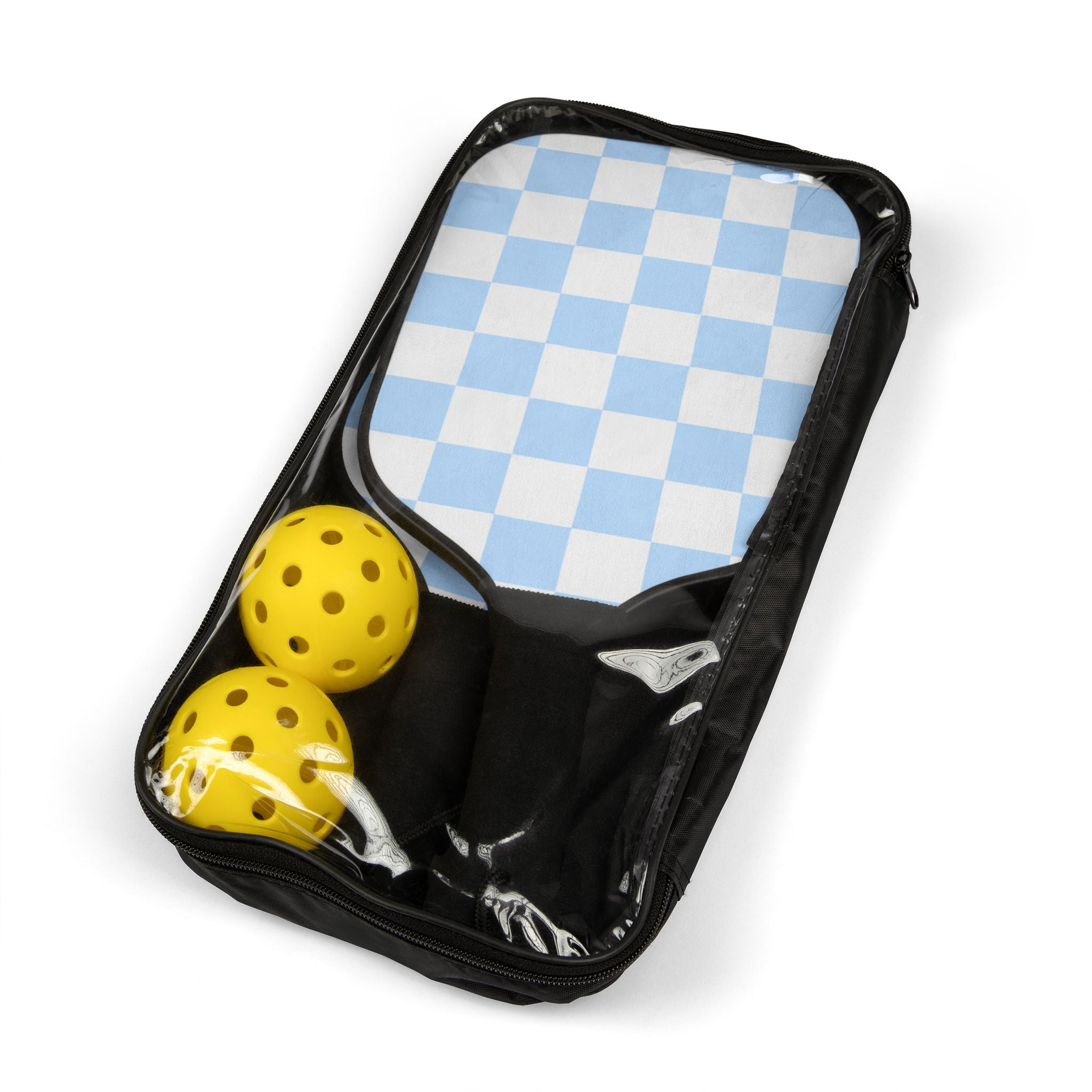Pickleball Paddles Set – Light Blue Checkerboard Pickleball Kit with Balls