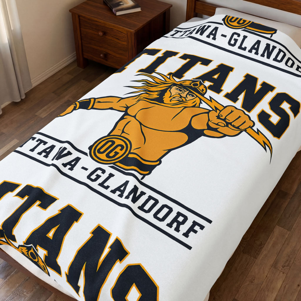 Ottawa-Glandorf Titans Velveteen Plush Blanket – Team Mascot Throw blanket
