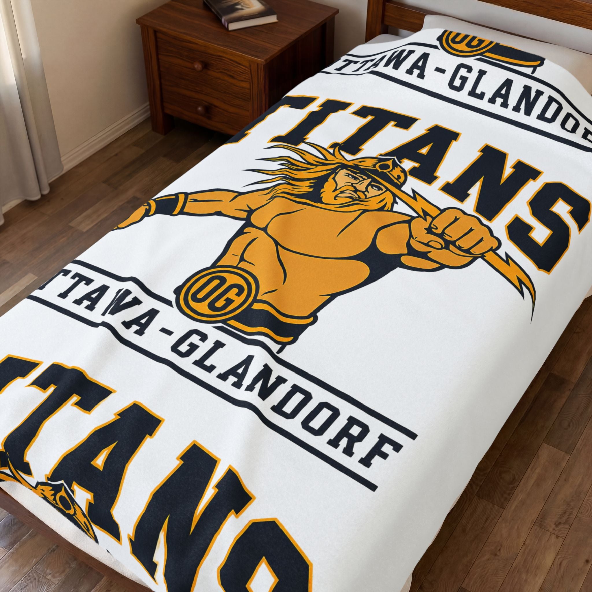 Ottawa-Glandorf Titans Velveteen Plush Blanket – Team Mascot Throw blanket