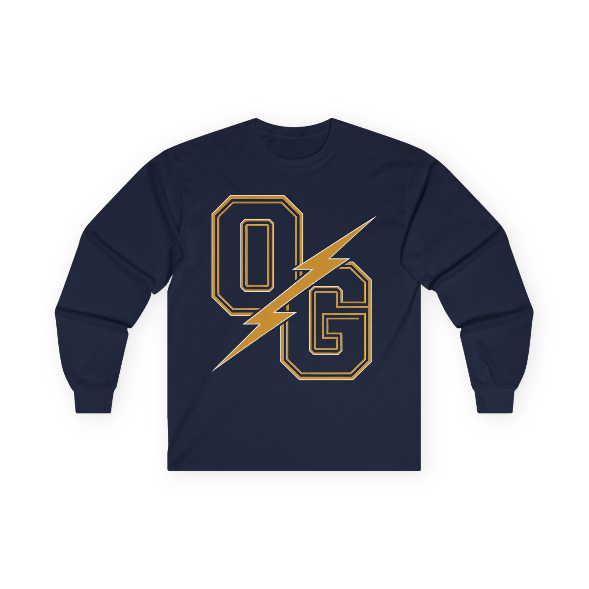 OG Lightning Long Sleeve Tee — Retro Varsity Graphic Shirt