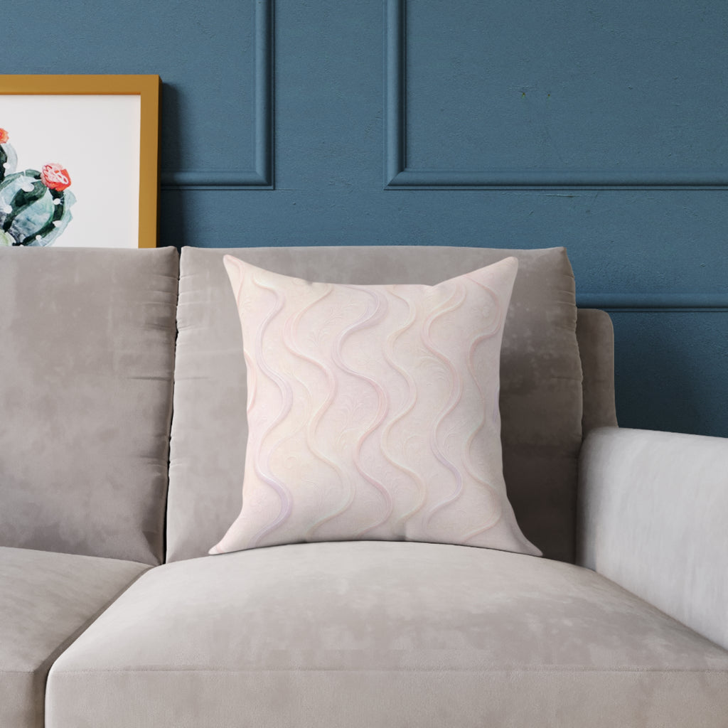 Wavy Pastel Square Pillow – Soft Pink Decorative Throw Pillow