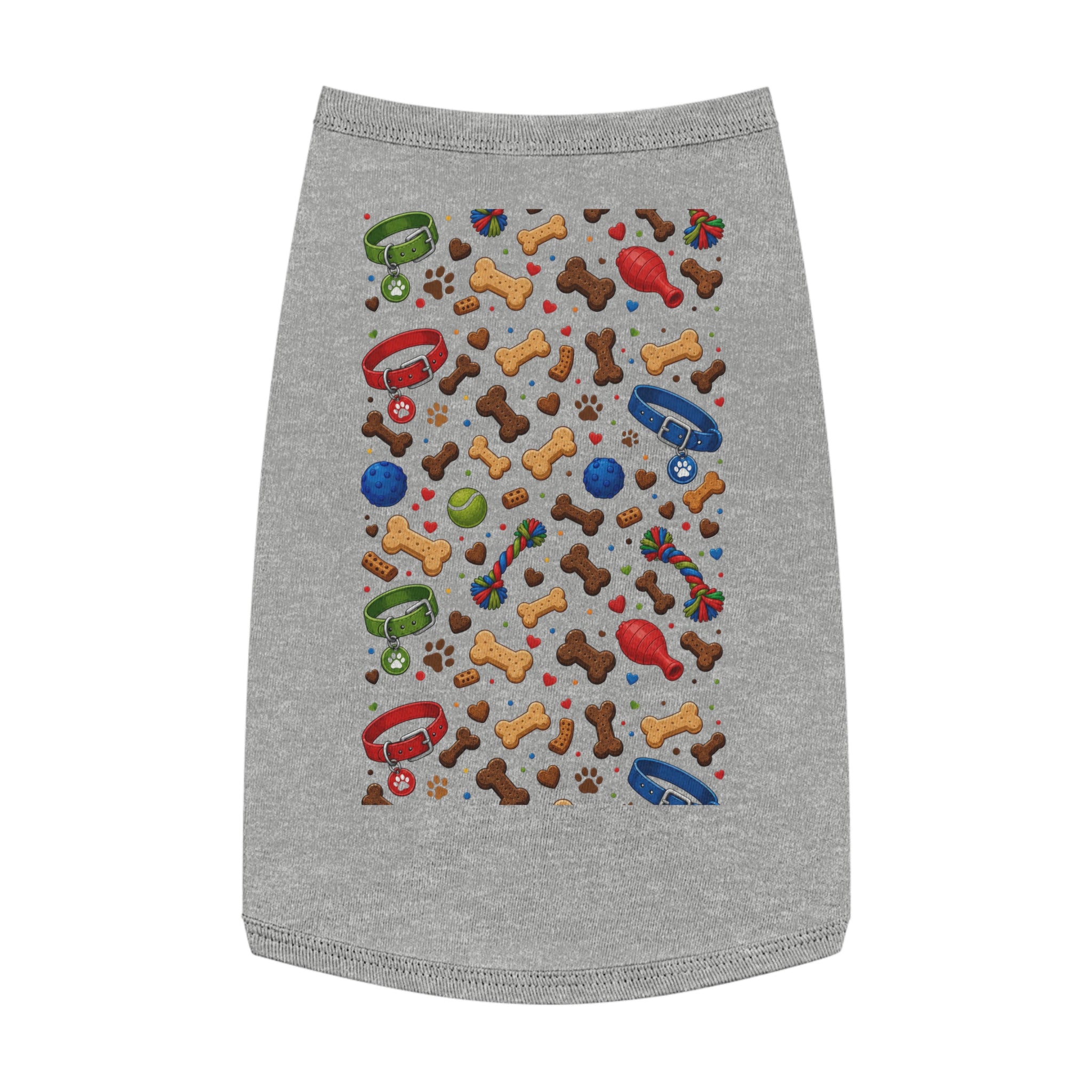 Dog Toys Pattern Pet Tank Top — Colorful Bones, Collars & Balls Print for Small Dogs