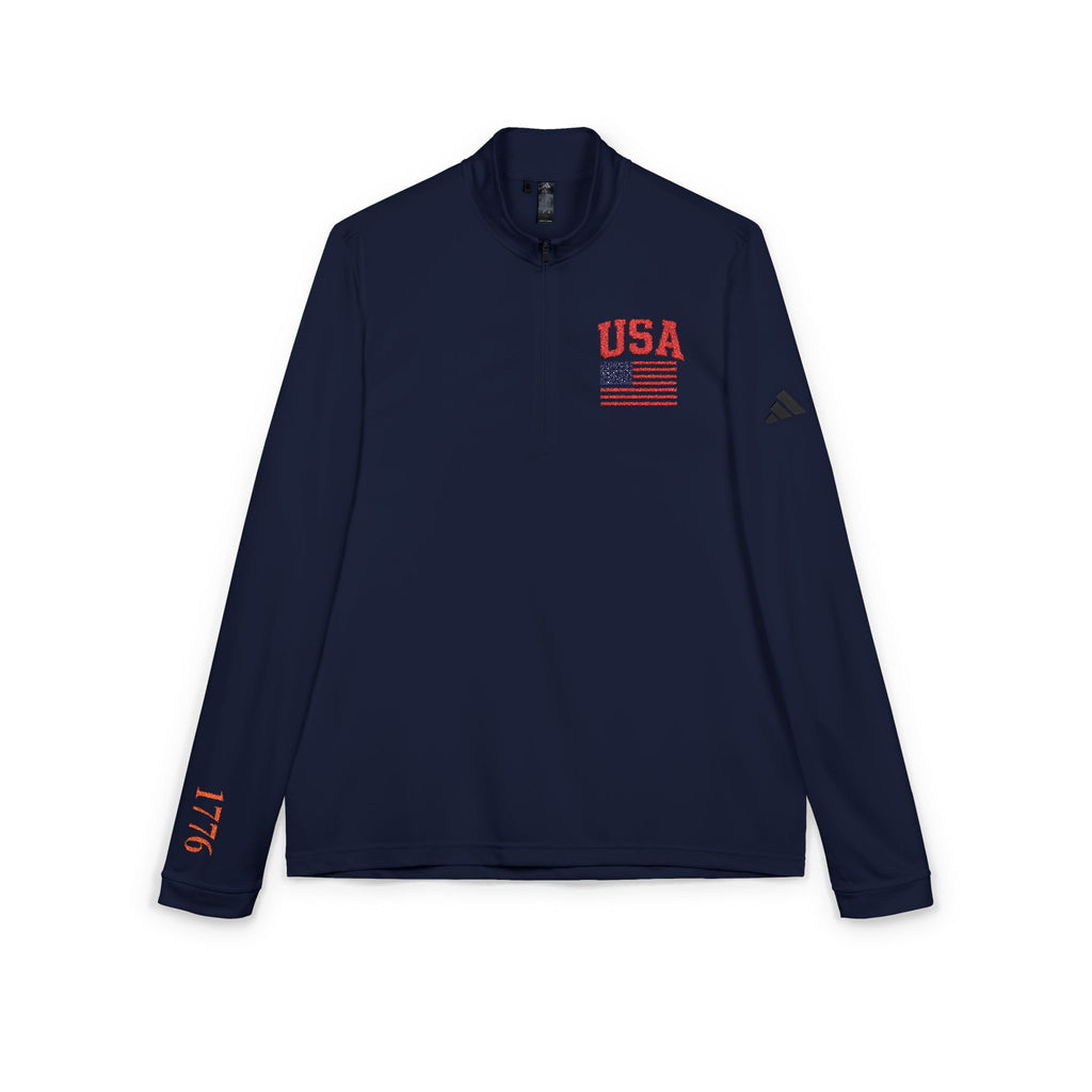 USA Flag Embroidered Quarter‑Zip Pullover