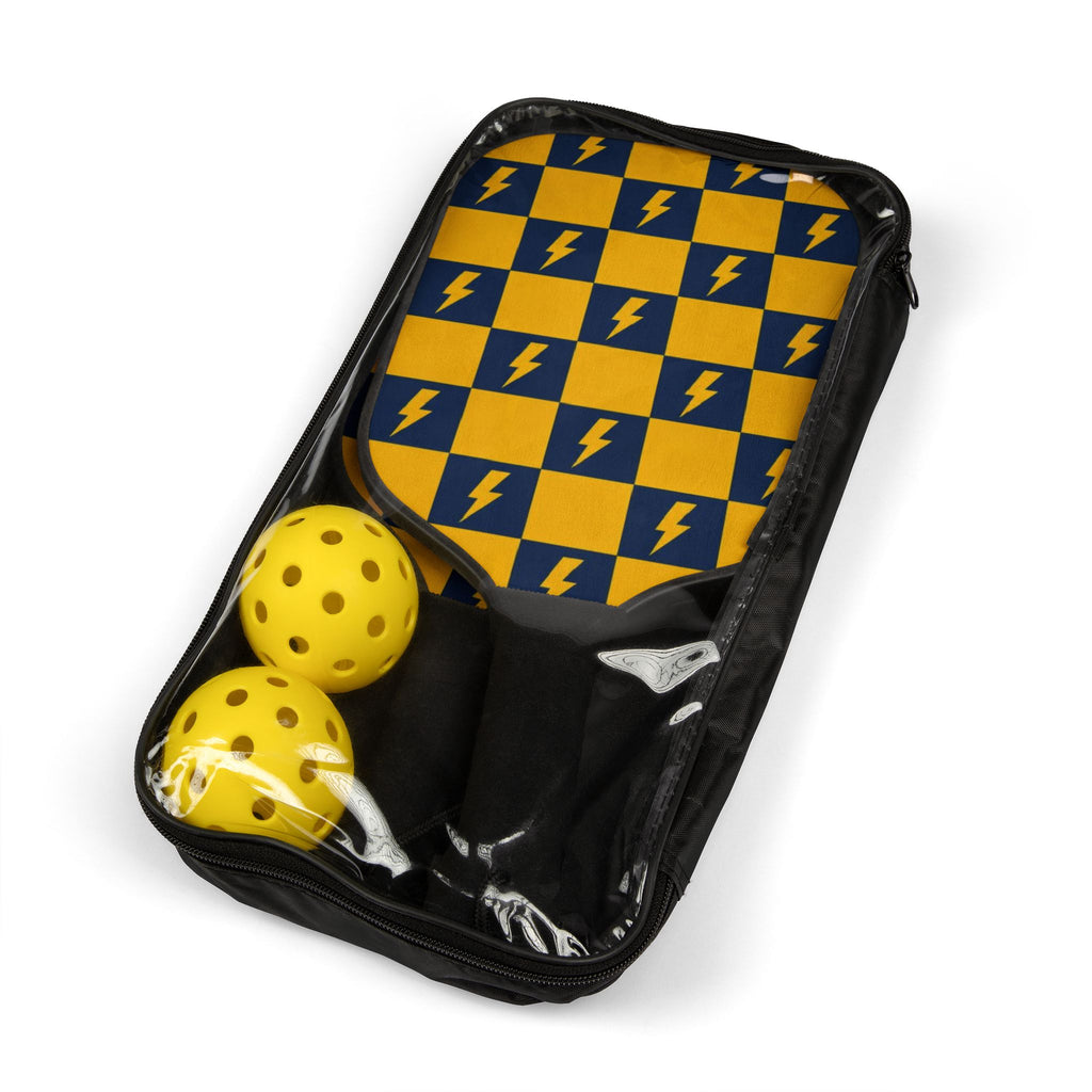 Pickleball Paddle Set – Yellow & Navy Lightning Check Design Kit