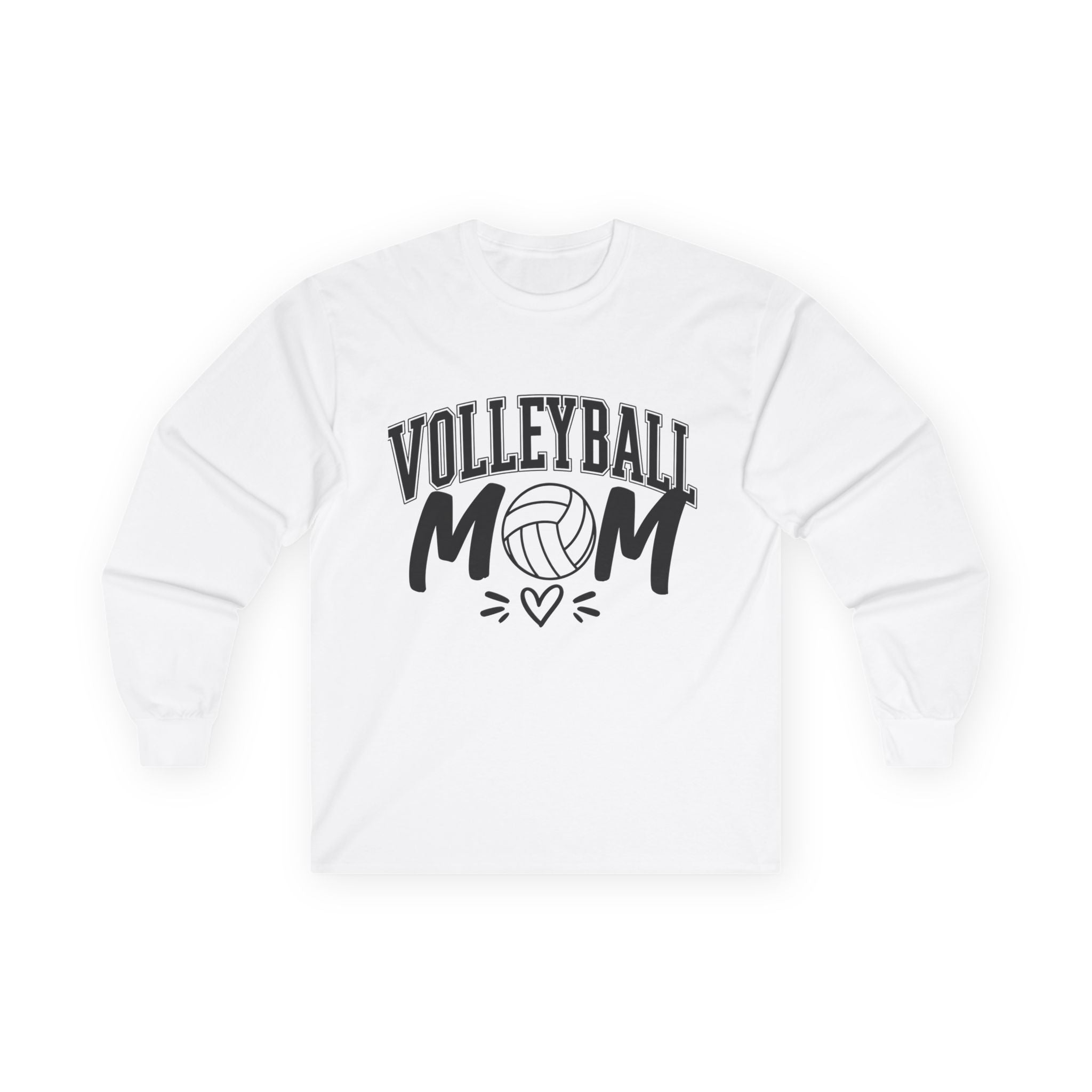 Volleyball Mom Long Sleeve Tee — Volleyball Mom Shirt with Ball & Heart