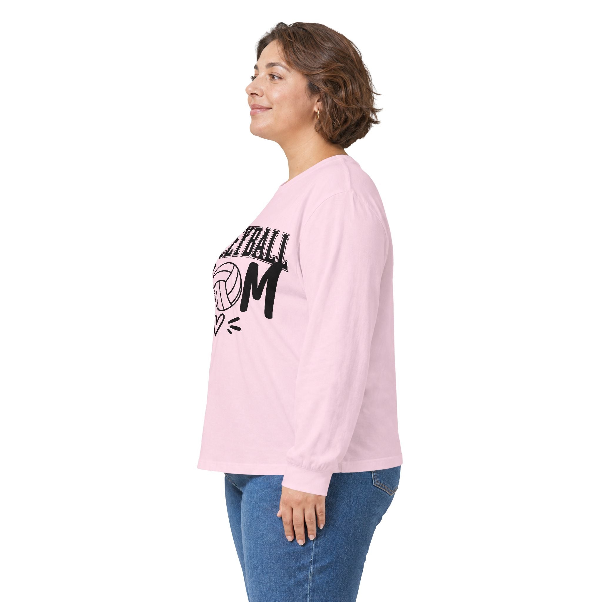 Volleyball Mom Long Sleeve Tee — Volleyball Mom Shirt with Ball & Heart