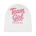 Baby Beanie - "Team Girl" Pink Newborn Hat (Gender Reveal, Baby Shower)