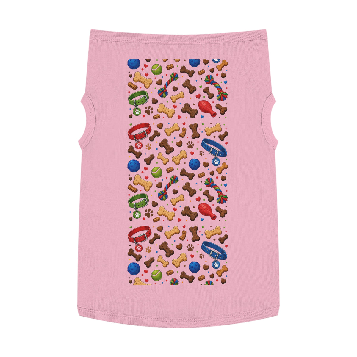 Dog Toys Pattern Pet Tank Top — Colorful Bones, Collars & Balls Print for Small Dogs