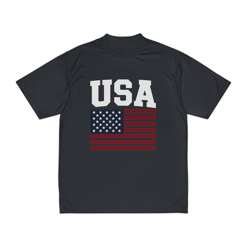USA Flag Performance T-Shirt — Patriotic Athletic Tee