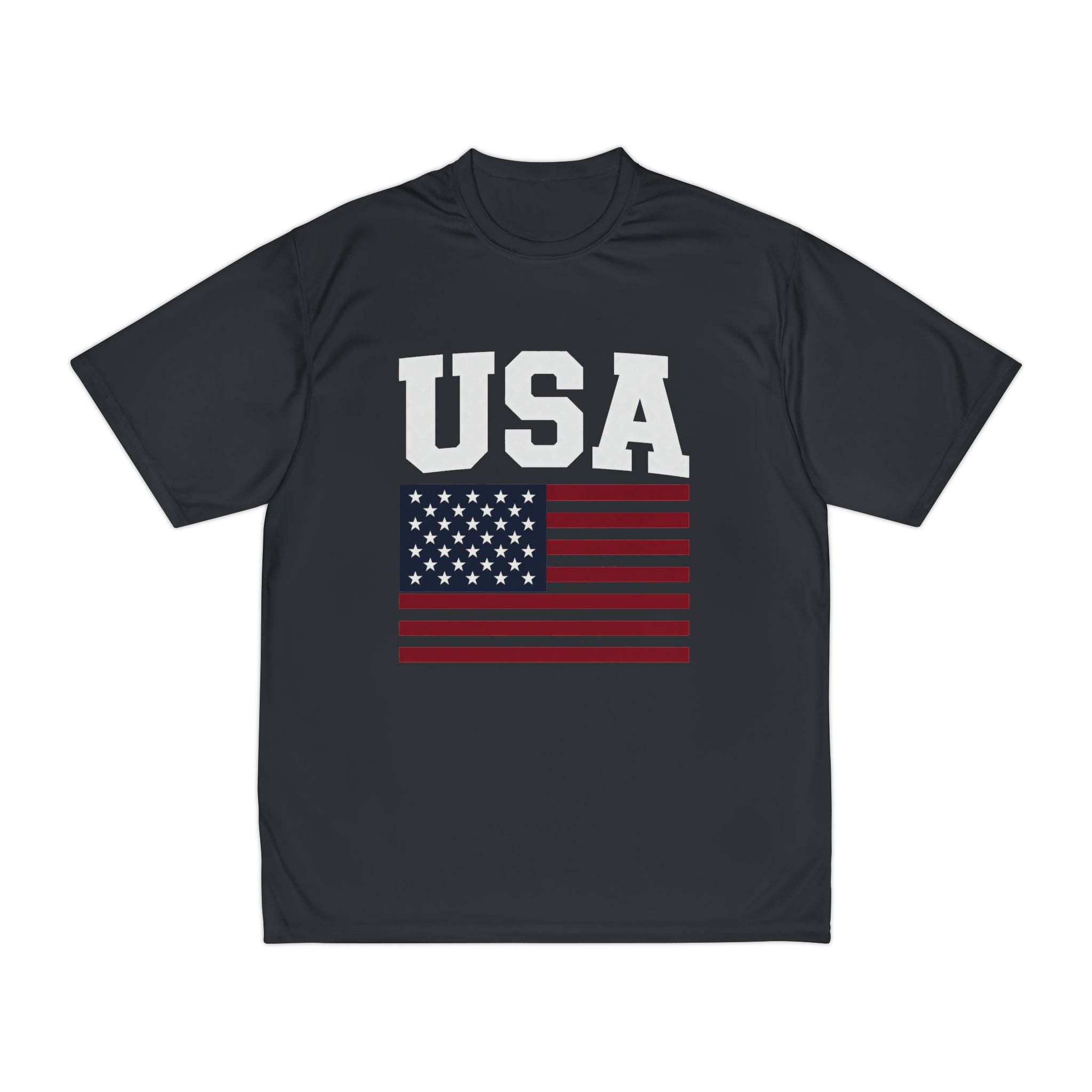 USA Flag Performance T-Shirt — Patriotic Athletic Tee
