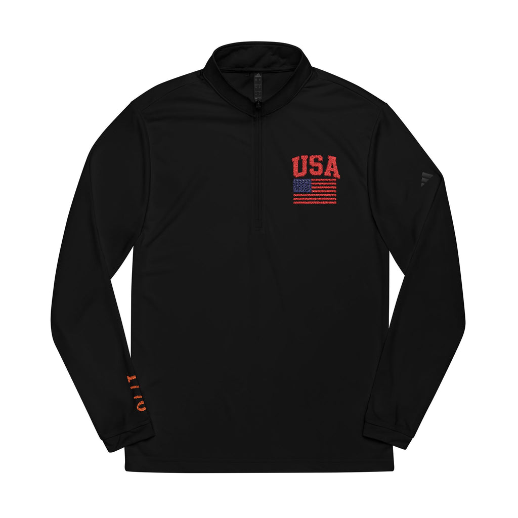 USA Flag Embroidered Quarter‑Zip Pullover
