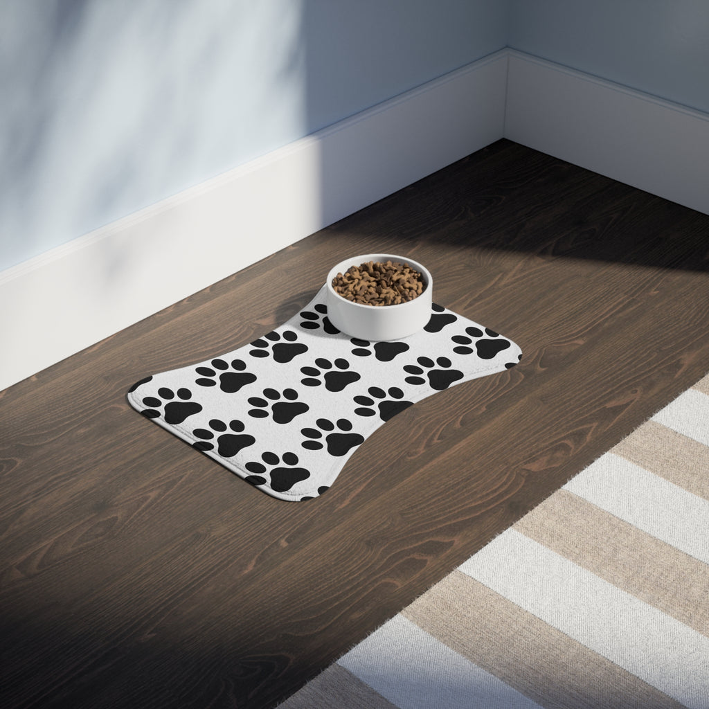 Paw Print Pet Feeding Mat — Non-Slip Waterproof Dog & Cat Bowl Placemat