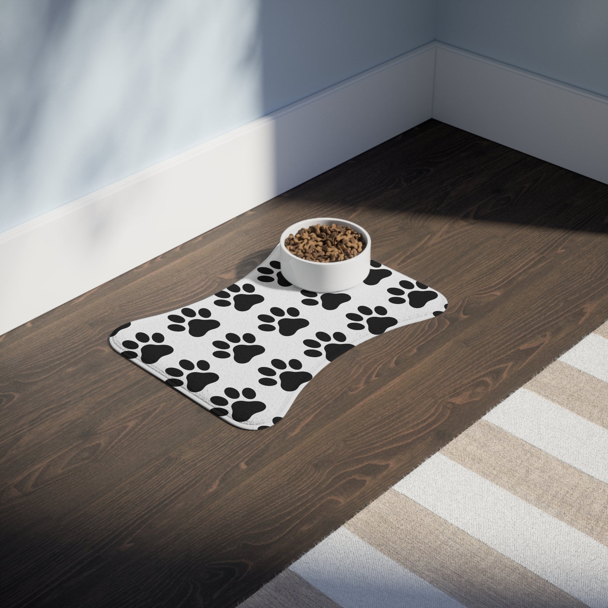 Paw Print Pet Feeding Mat — Non-Slip Waterproof Dog & Cat Bowl Placemat