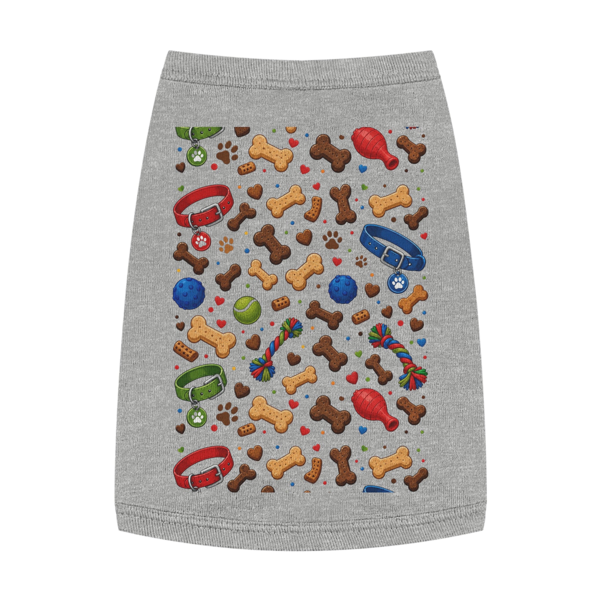 Dog Toys Pattern Pet Tank Top — Colorful Bones, Collars & Balls Print for Small Dogs