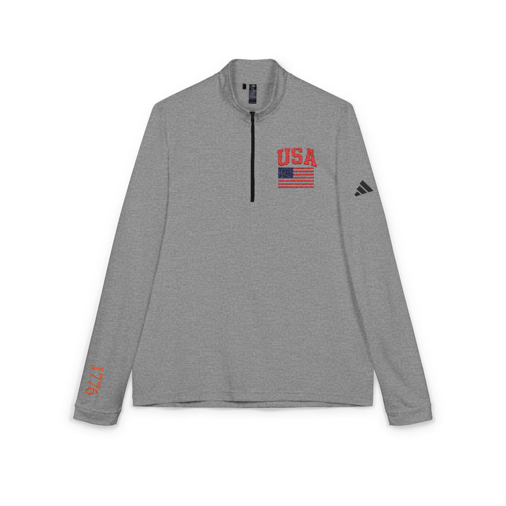 USA Flag Embroidered Quarter‑Zip Pullover
