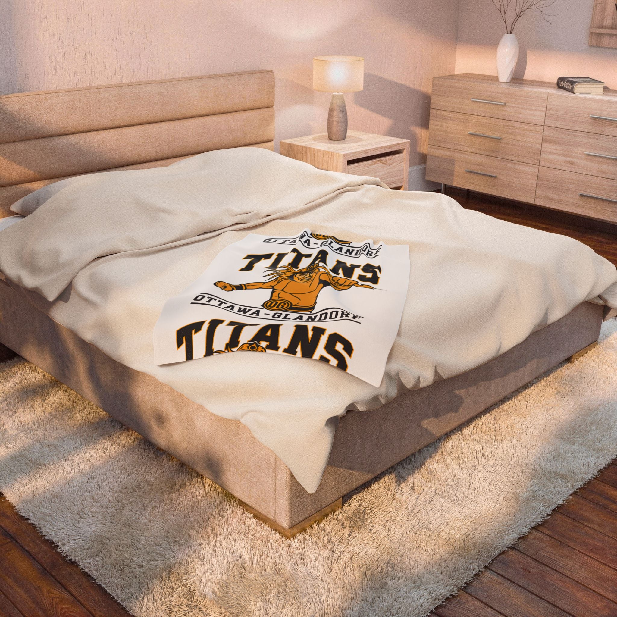 Ottawa-Glandorf Titans Velveteen Plush Blanket – Team Mascot Throw blanket