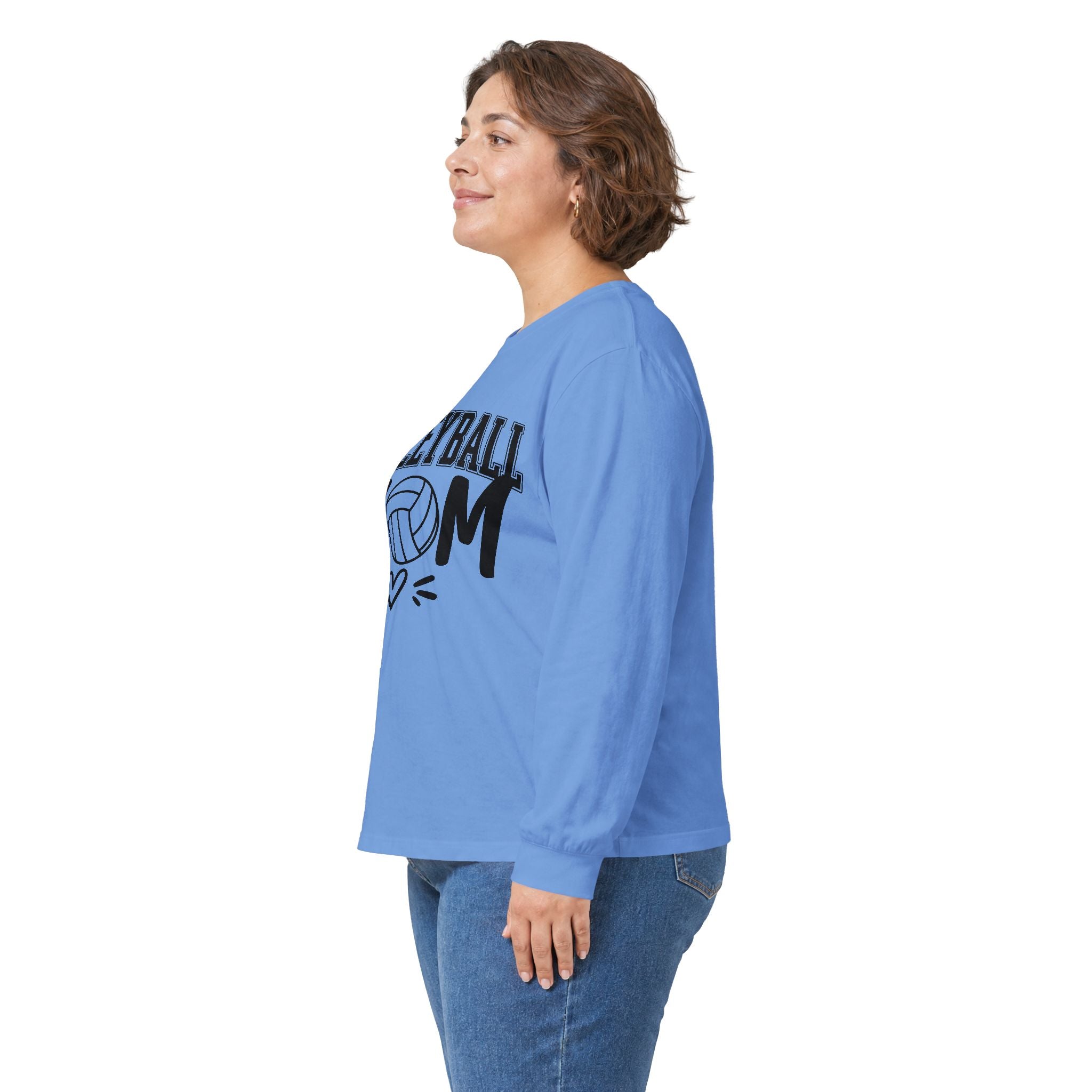 Volleyball Mom Long Sleeve Tee — Volleyball Mom Shirt with Ball & Heart
