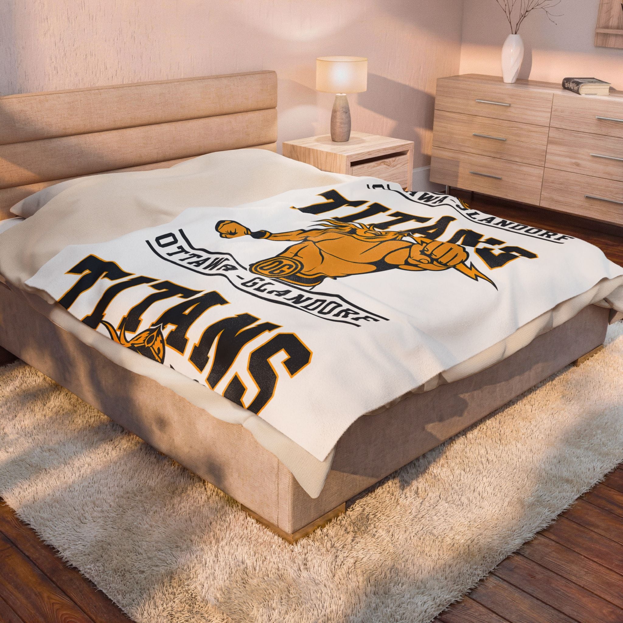 Ottawa-Glandorf Titans Velveteen Plush Blanket – Team Mascot Throw blanket