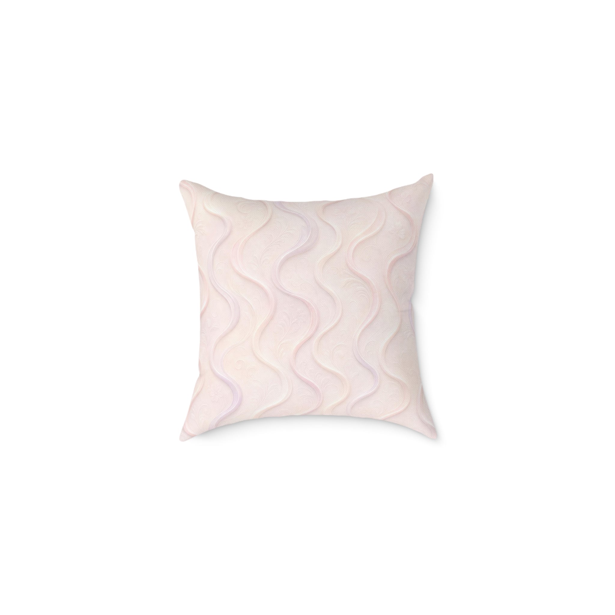 Wavy Pastel Square Pillow – Soft Pink Decorative Throw Pillow