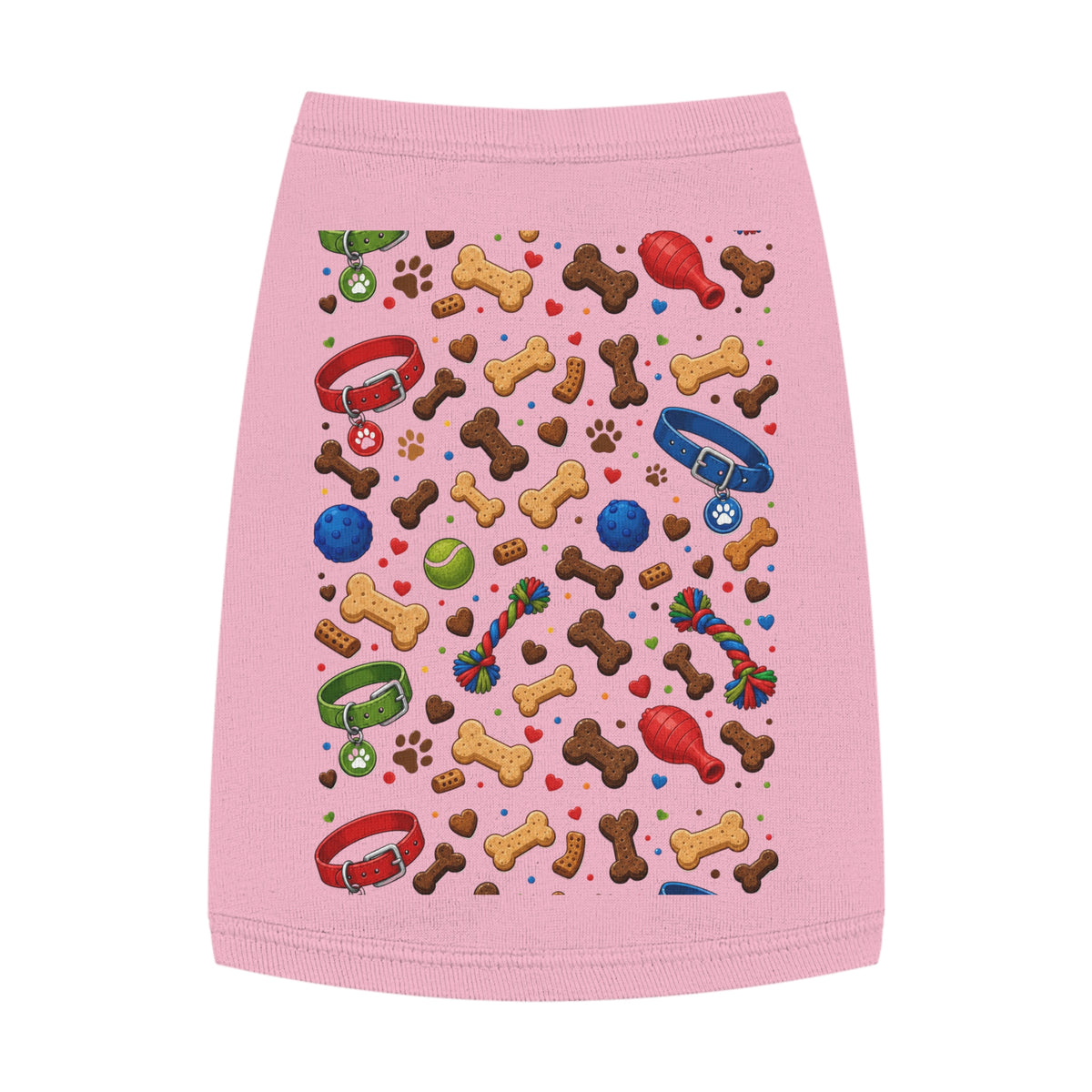Dog Toys Pattern Pet Tank Top — Colorful Bones, Collars & Balls Print for Small Dogs