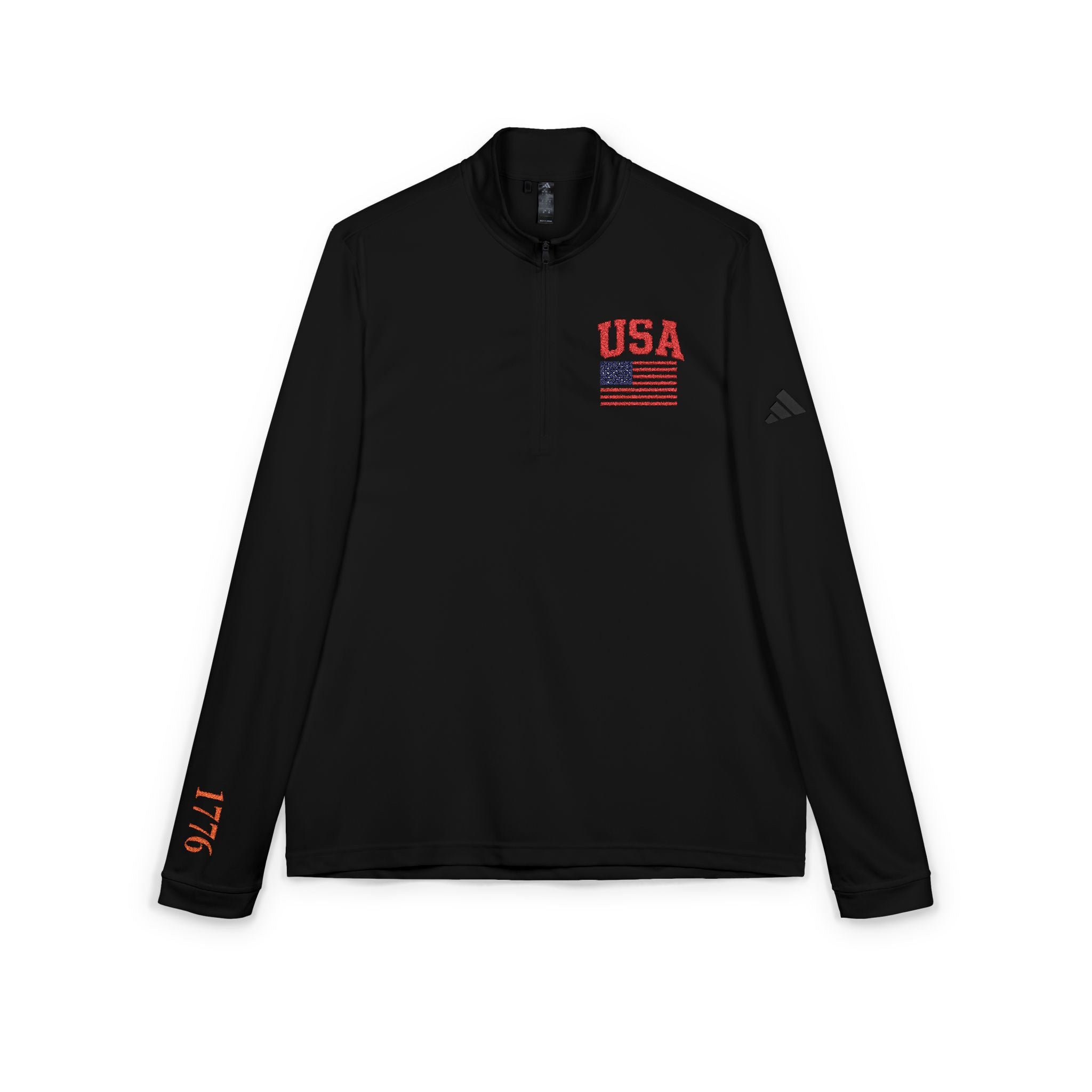USA Flag Embroidered Quarter‑Zip Pullover