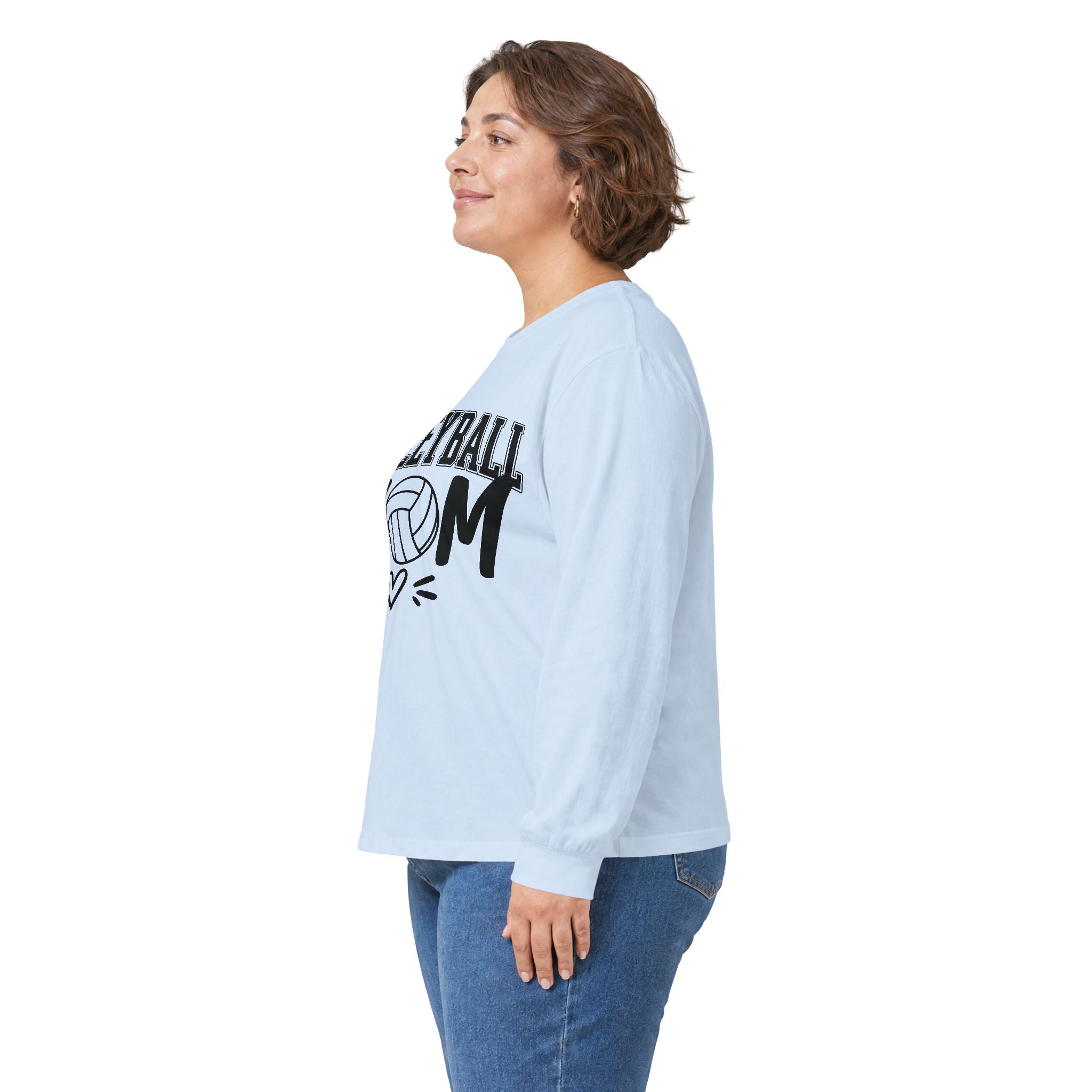 Volleyball Mom Long Sleeve Tee — Volleyball Mom Shirt with Ball & Heart