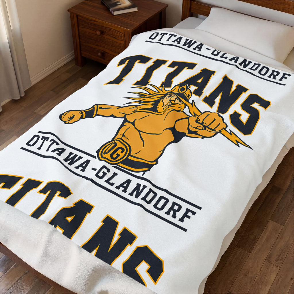Ottawa-Glandorf Titans Velveteen Plush Blanket – Team Mascot Throw blanket