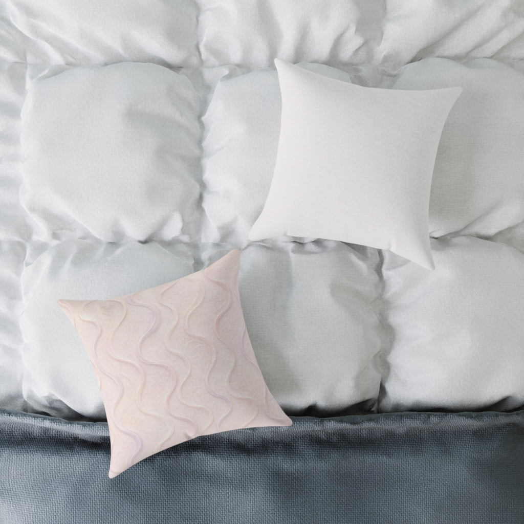 Wavy Pastel Square Pillow – Soft Pink Decorative Throw Pillow