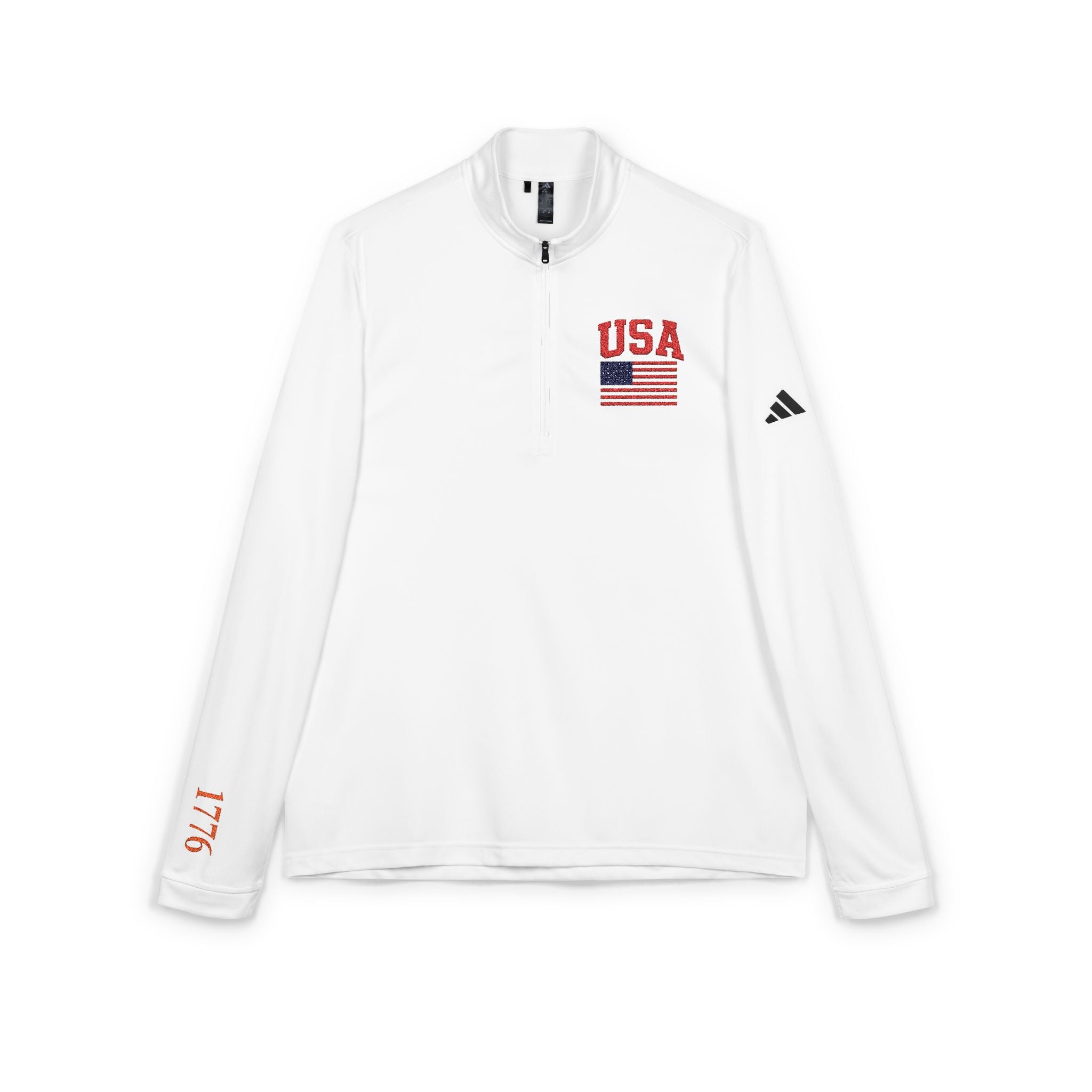 USA Flag Embroidered Quarter‑Zip Pullover