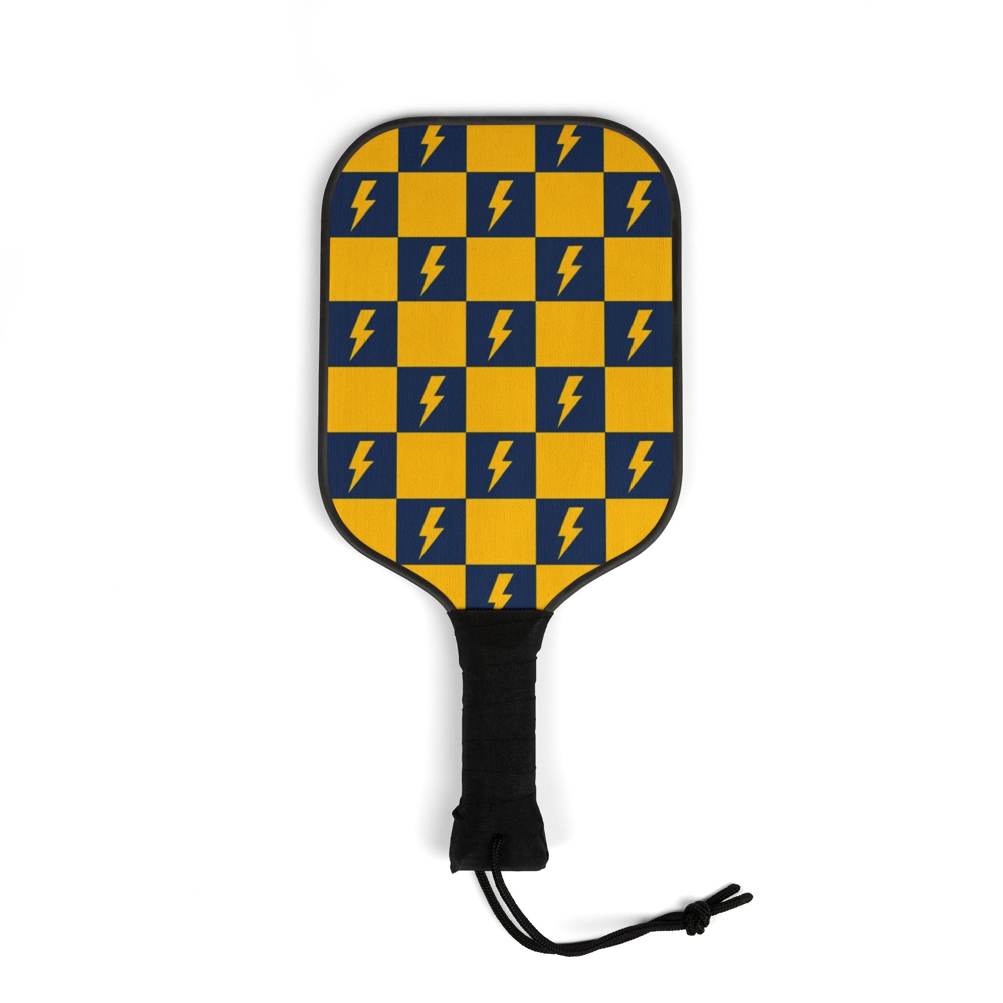 Pickleball Paddle Set – Yellow & Navy Lightning Check Design Kit