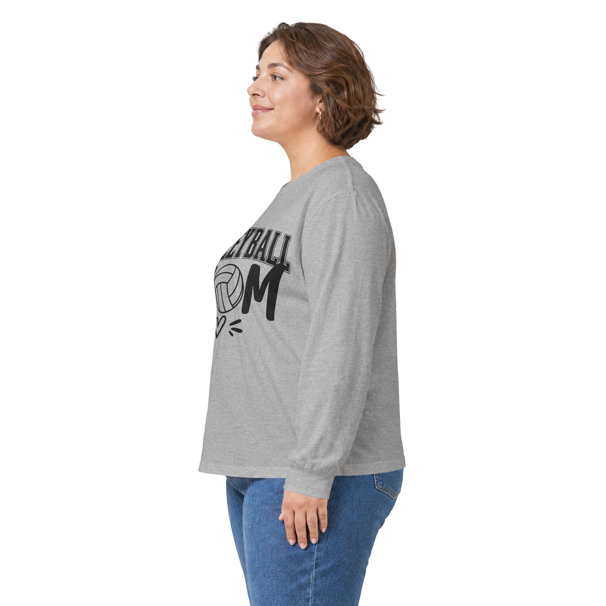 Volleyball Mom Long Sleeve Tee — Volleyball Mom Shirt with Ball & Heart