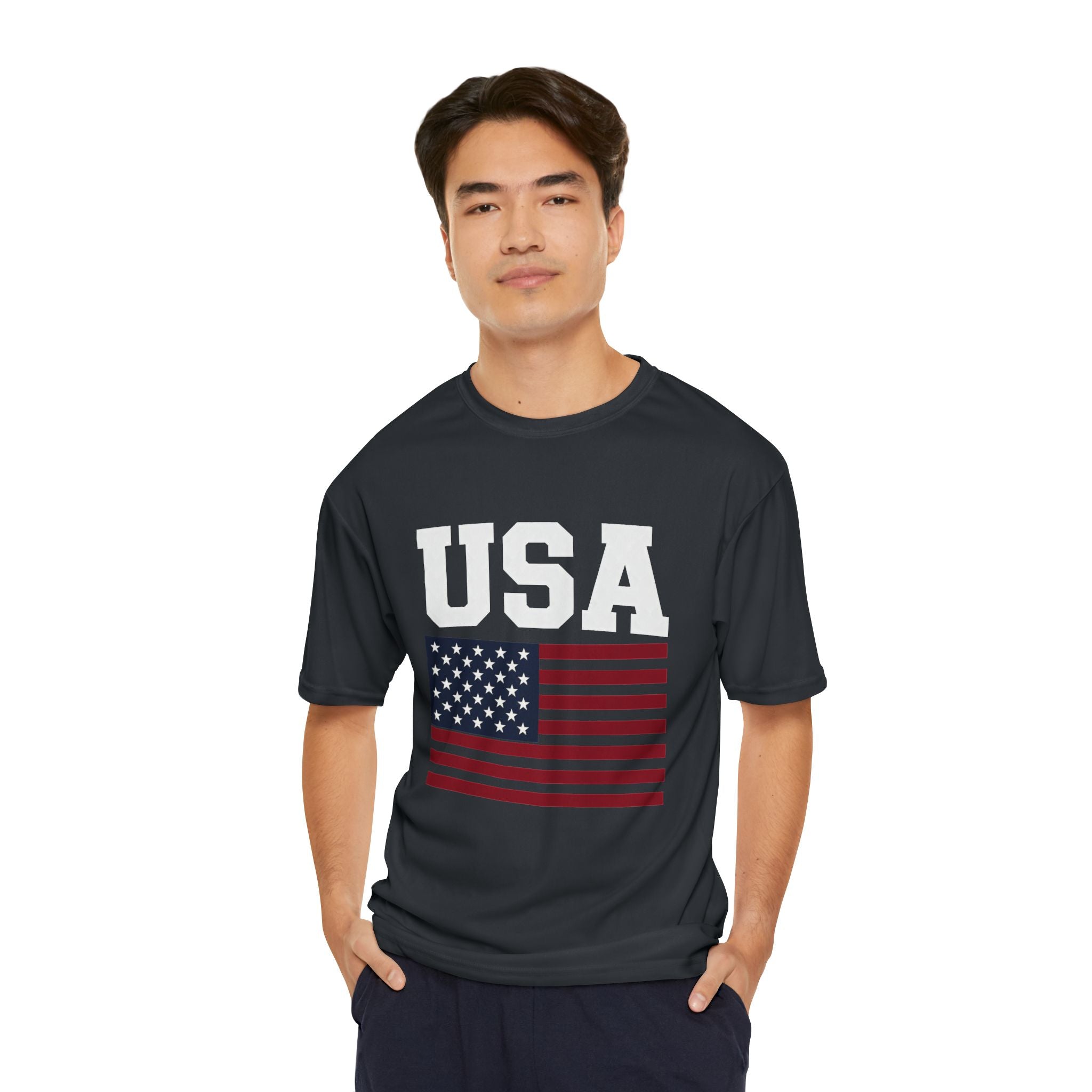 USA Flag Performance T-Shirt — Patriotic Athletic Tee